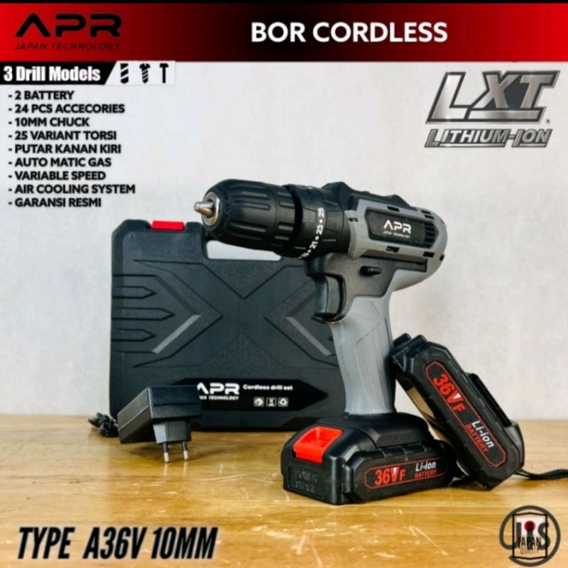 Bor Cordless Impact Drill APR 36V Full Set