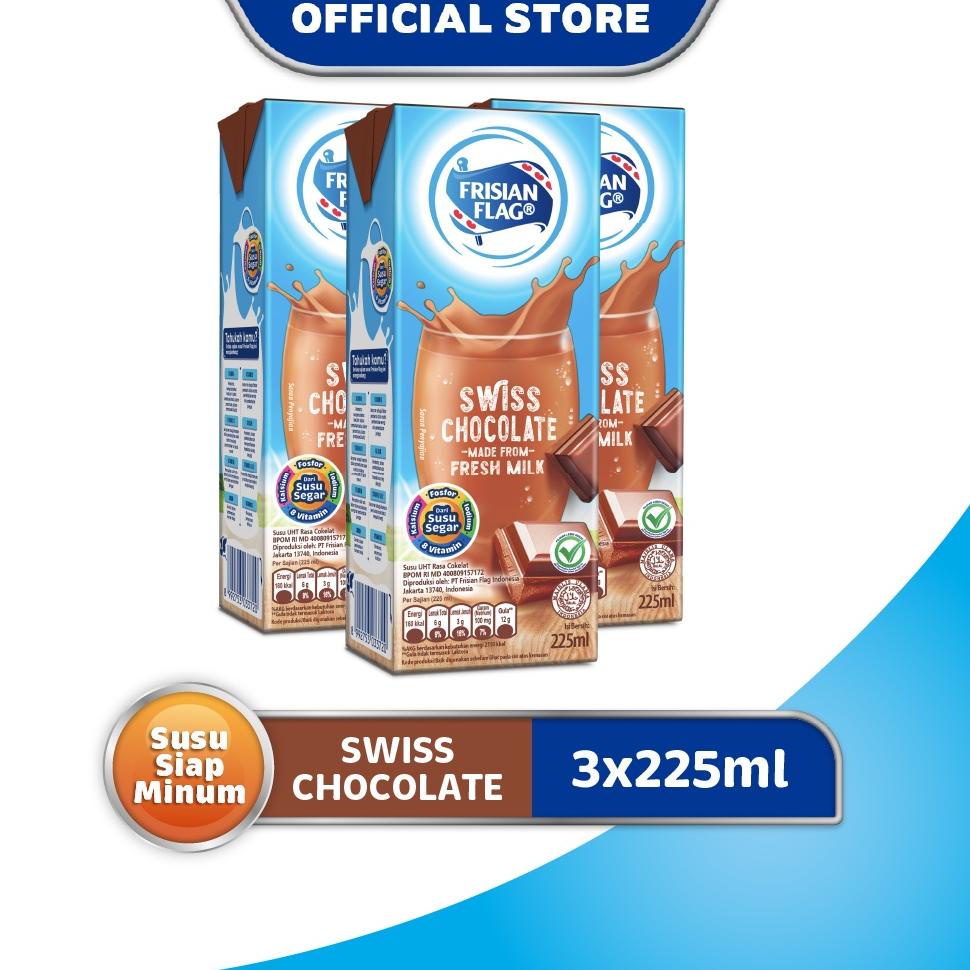 

[8HZ55] Frisian Flag Susu UHT Swiss Chocolate 3 x 225 ml Stok Banyak ̿¯