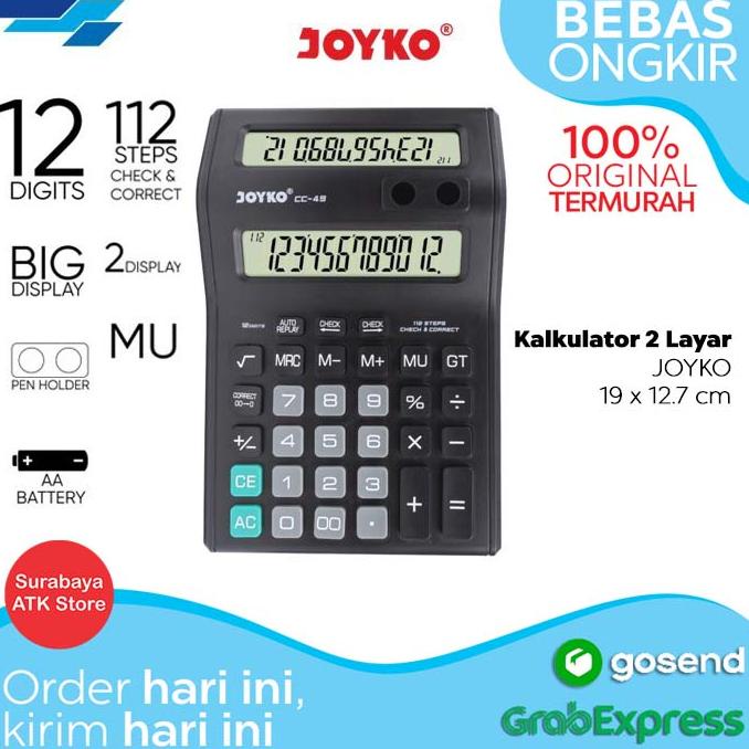 

Kalkulator Kasir Joyko CC-49 12 Digits 2 Layar 2 Display