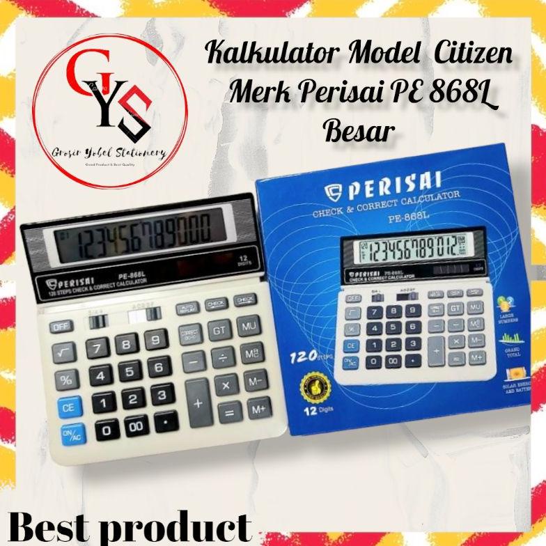 

Kalkulator model Citizen perisai PE 868L Besar 12 Digit Check & Correct ORI