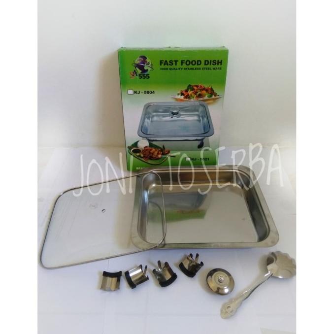 ___] Tempat Prasmanan / Wadah Prasmanan 555 Fast Food Dish Tutup Full Kaca
