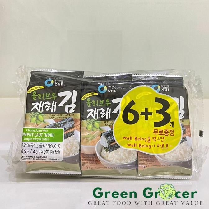 

CHUNG JUNG ONE Seaweed/Nori with Olive Oil (6+3) 4.5GR x9 /Rumput Laut