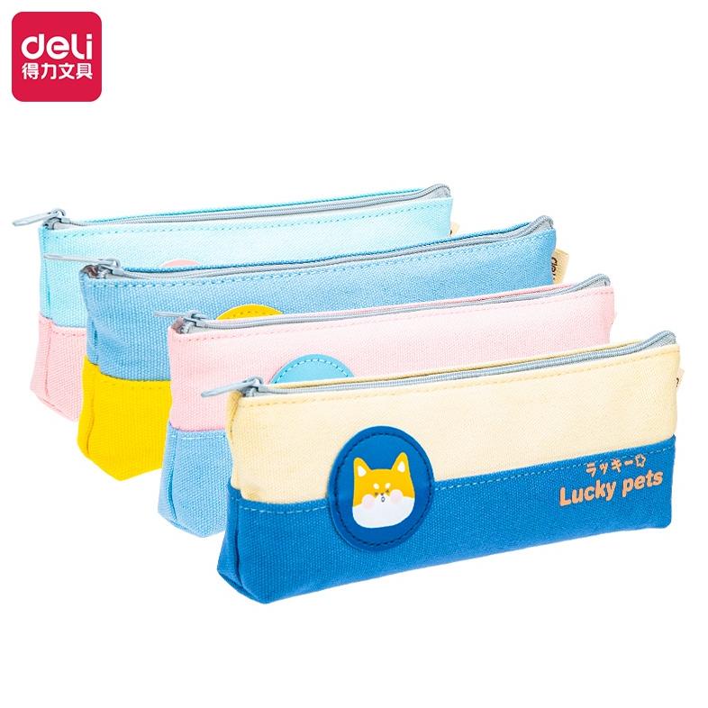 

COD - Deli Pencil Pouch / Tempat Pensil Kain 20 CM Gambar Kartun Kucing Anjing Beruang 2 Lapis EH908 !!