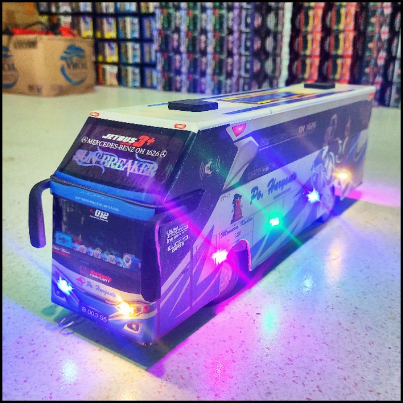 Miniatur Bus Telolet Basuri PO. Haryanto Full Lampu