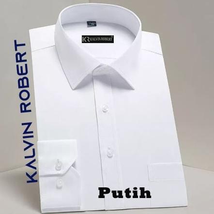 Kemeja Hem Pria Laki Lengan Panjang Putih