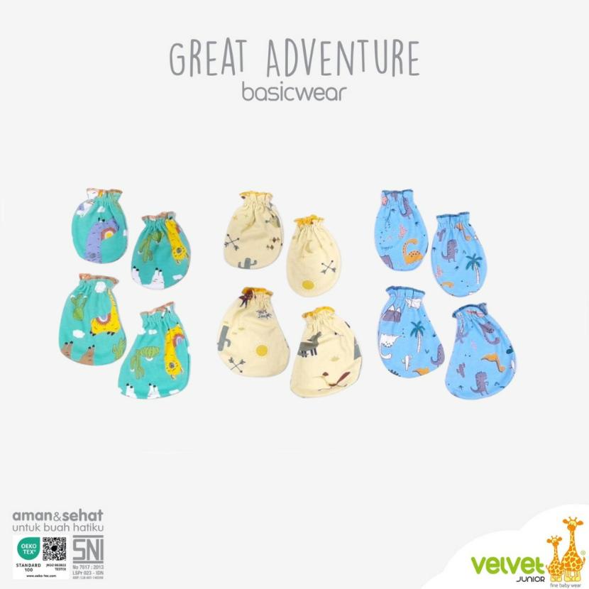 Velvet 1Pcs Topi / Sarung Tangan Tangan dan Kaki NEWBORN Courage CBKS