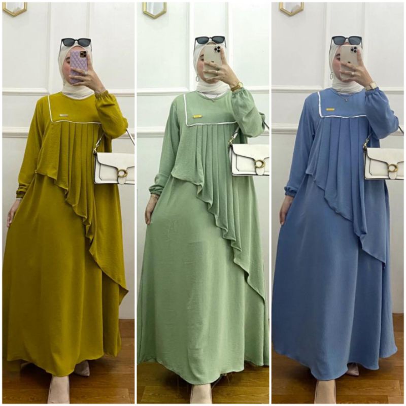 BISA COD GALERIAZKIYA KAREEMA DRESS/ GAMIS LAYER RENDA/ GAMIS LEBARAN KEKINIAN HITS VIRAL/ GAMIS AIR