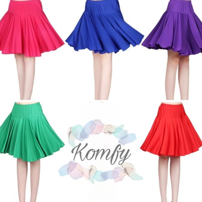 Rok wanita dansa line dance spandex baju kostum senam women skirt