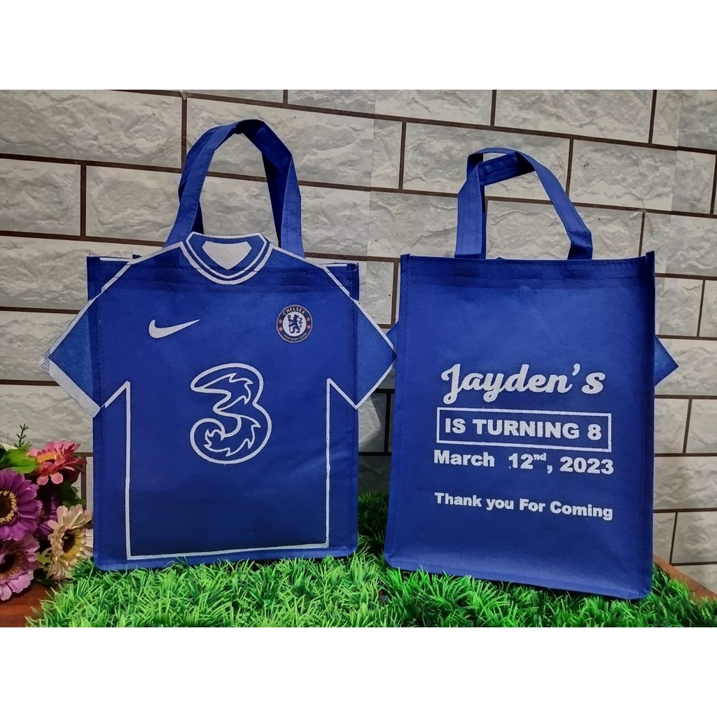 TAS ULANG TAHUN JERSEY CHELSEY SABLON NAMA ANAK STOK READY/TAS BAJU BOLA