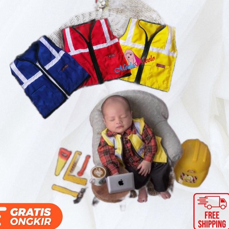 Bagus Dipakai.. KOSTUM BAJU KONTRAKTOR NEWBORN BAJU ANAK LAKI-LAKI PEREMPUAN ROMPI SAFETY PROYEK