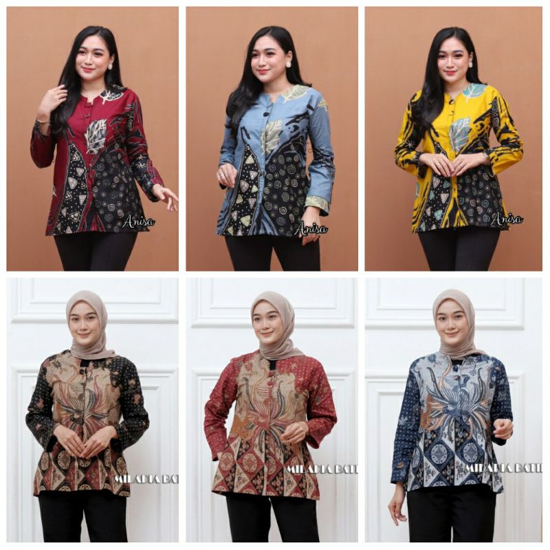 Batik wanita ASJ SA HRB026 Kenongo Kemeja Tosca Pendek