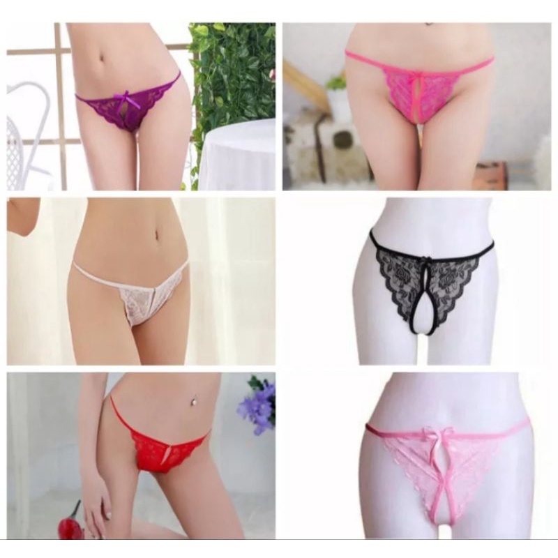 G-string sexy Open Celana dalam Thong lace renda bikini