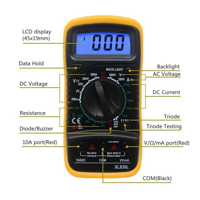 Mini Digital Multimeter AC/DC Voltage Tester - Junejour XL830L