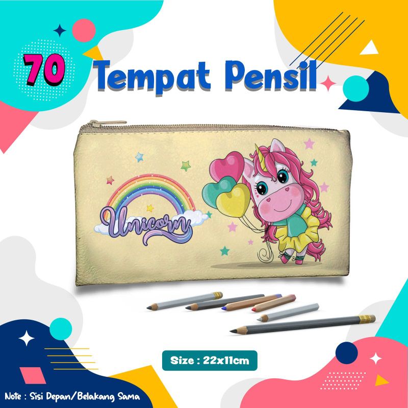

Tempat Pensil Unicorn Yellow 070 Pouch Custom Nama Foto Souvenir Kado Hadiah Wadah Kostak Kotak Dompet