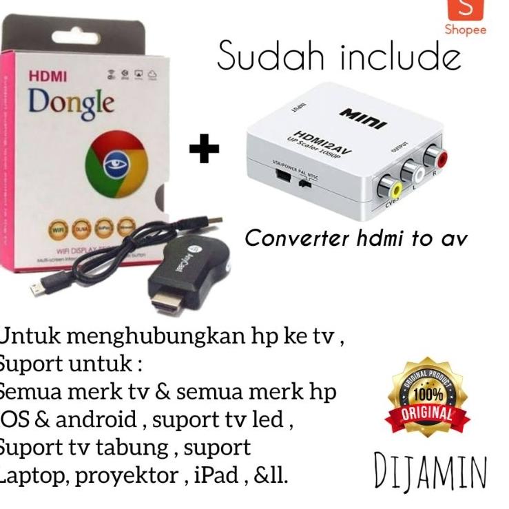 Keren PAKET UNTUK MENYAMBUNGKAN HP KE TV TABUNG / ANYCAST DONGLE / ANYCAST TV ALAT UNTUK MENYAMBUNGK