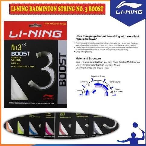 SENAR RAKET BADMINTON LINING NO 3 BOOST ASLI ORIGINAL LINING