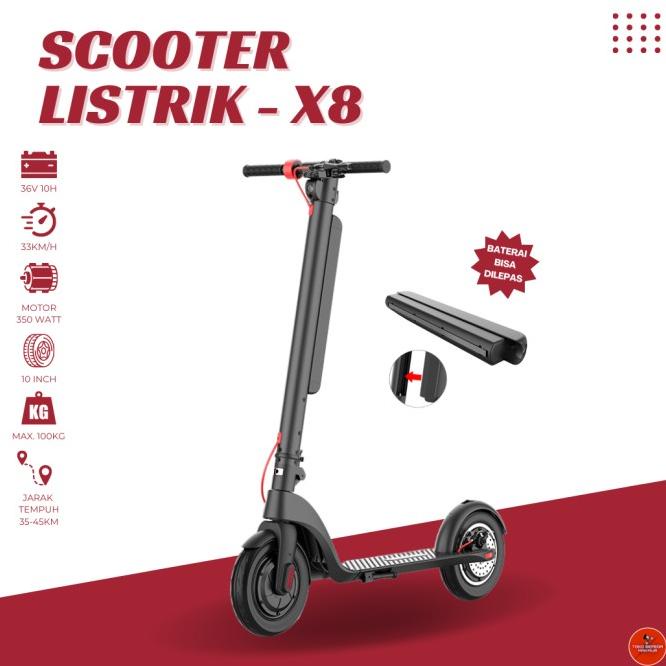 Flash Sale Scooter Listrik, Electric Scooter, Hx-X8 - Swappable Batere - Ban 10" Termurah