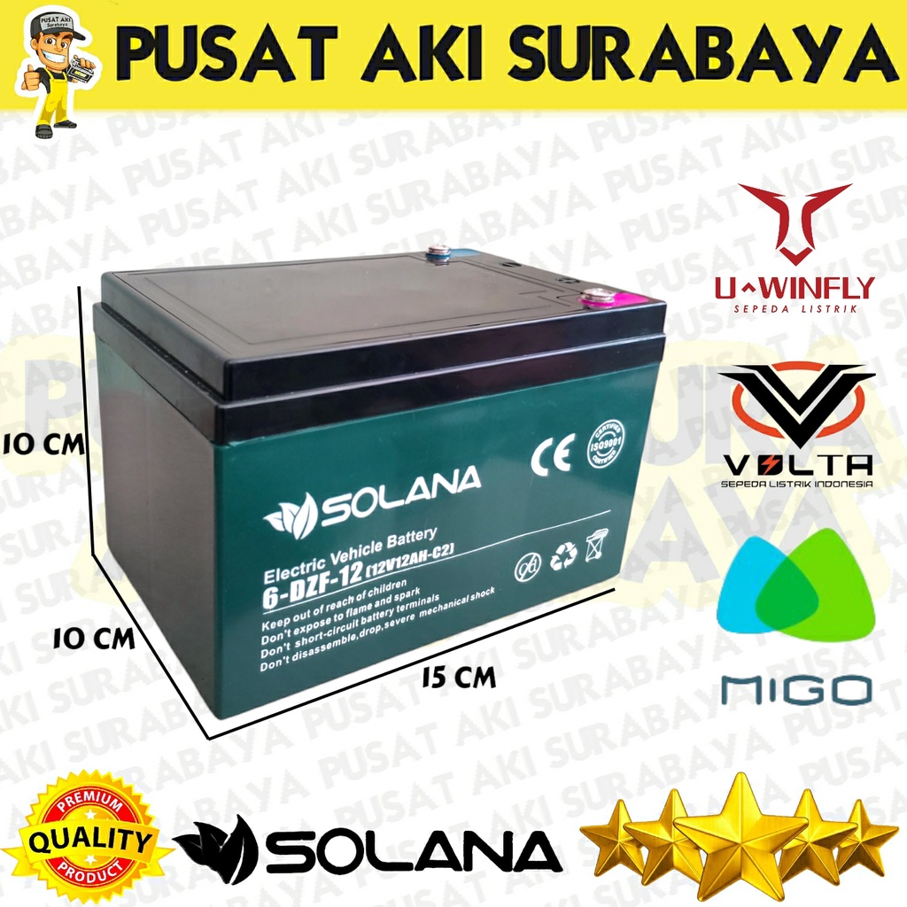 TERBARU BATTERY SOLANA 6 DZF 12 AKI VOLTA GODA MIGO TIGER SELIS EXOTIC SUNRICE12V 12AH 12 VOLT 12 AMPER