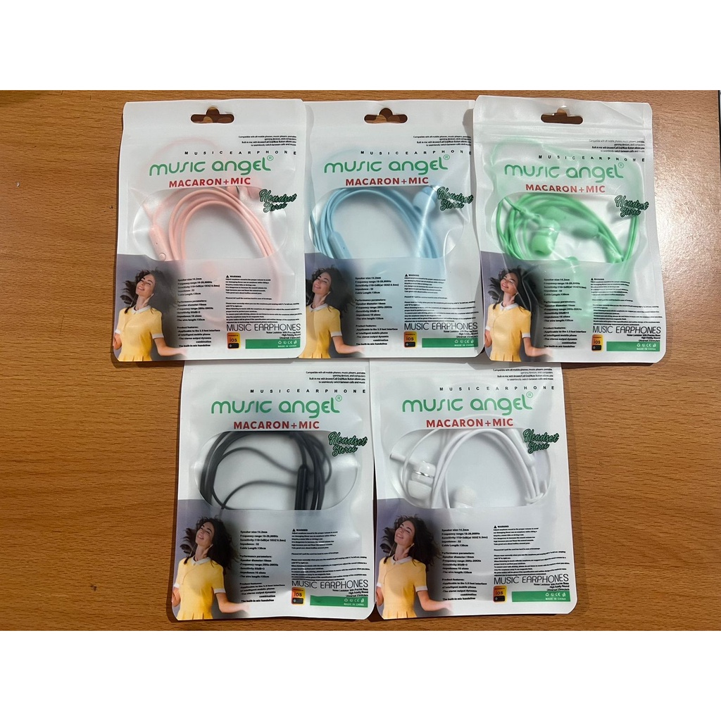 S027-HEADSET MACARON MUSIC ANGEL EXTRA BASS + MIC (PACKING PLASTIK KLIP MUSIC ANGEL)