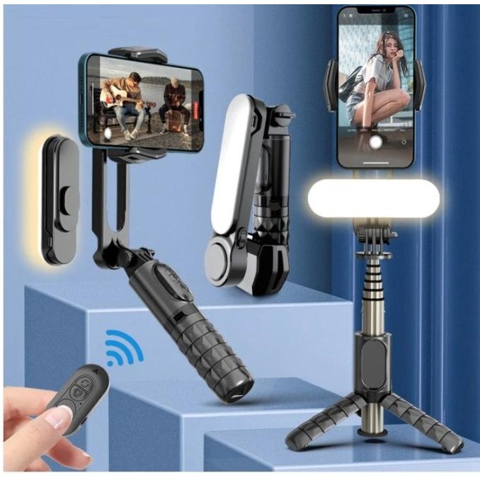 Gimbal Stabilizer HP L09 Selfie Stick Tripod Shooter Lampu Smartphone