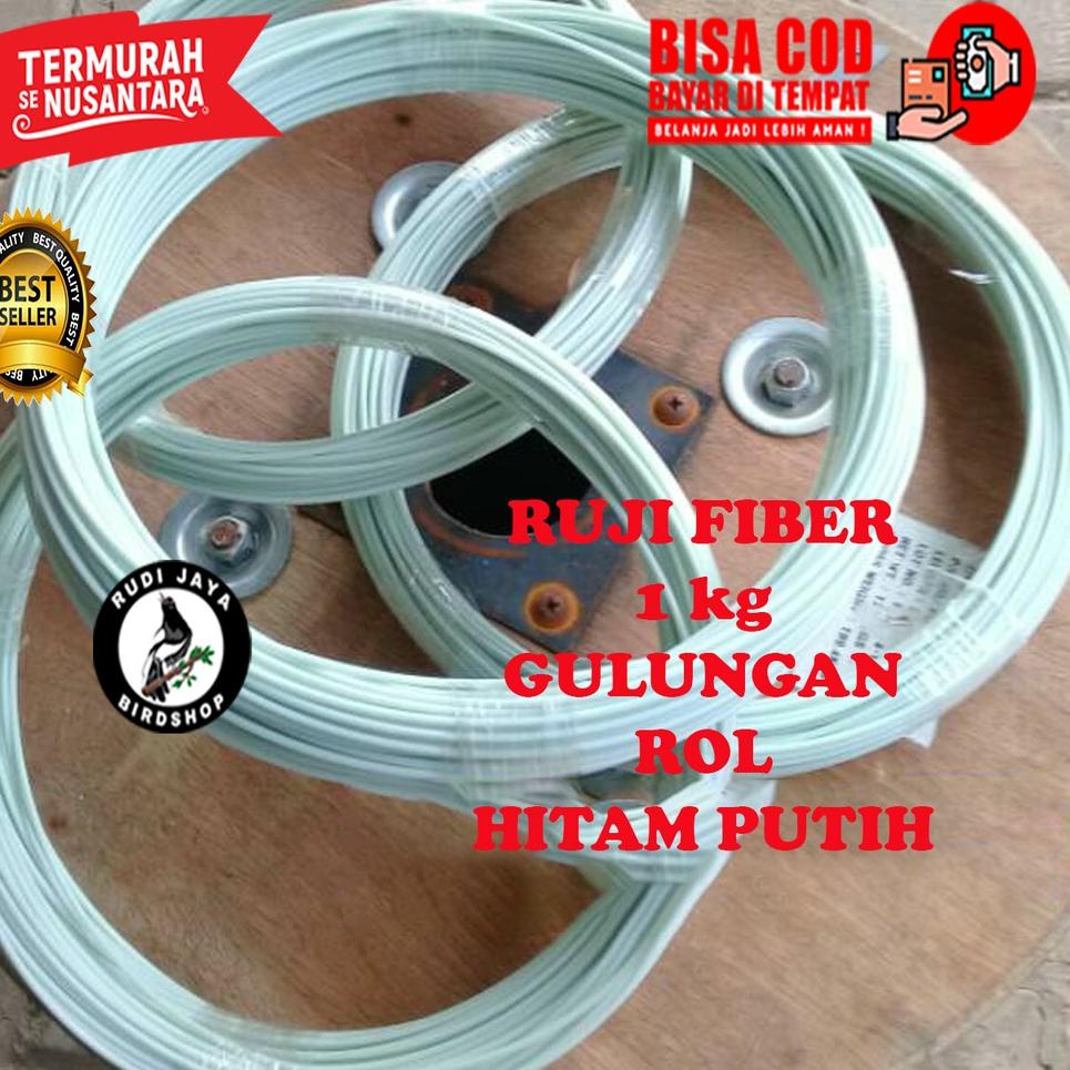 ↓ RUJI JERUJI FIBER ROL KILOAN PUTIH HITAM STIK UNTUK RUJI SANGKAR KANDANG KOTAK BULAT BURUNG MURAI 