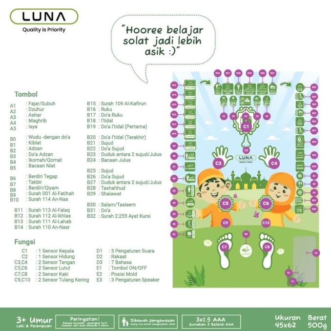 Luna E Sajadah / Sajadah Elektronik Edukasi Belajar Anak Sholat