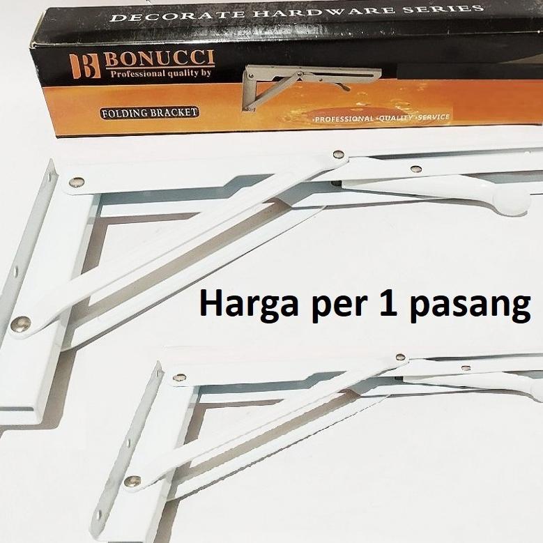 Besi Siku Rak Lipat Tekuk 16" 16 In Inci Inch 40 Cm 40Cm Folding Braet Gantung Barang Di Dinding Tem