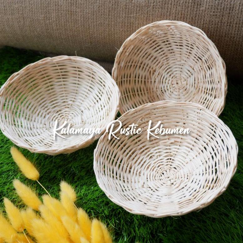 Mangkok Bulat Baki Parcel Anyaman Hiasan Hampers Hantaran Mahar Dekorasi Rustic DIY craft Bambu Rota