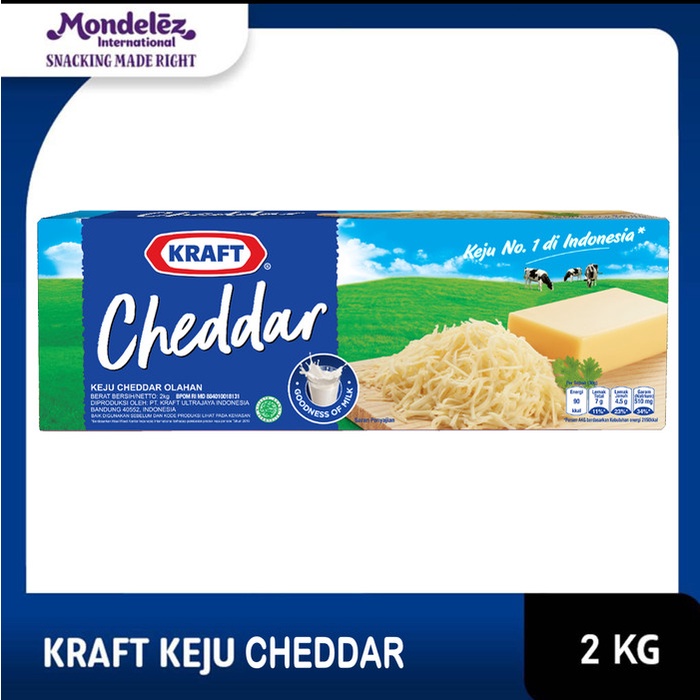 

KRAFT Keju Cheddar Kemasan 2 kg - Cheddar Cheese Bulk 2 kg