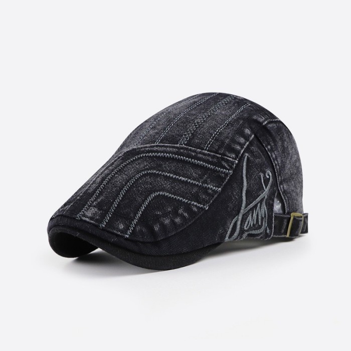 TOPI PRIA KEREN Pet Patino Baret Copet Sutradara Pria Jamont E15535 Hitam H7U3 berkualitas casual ta