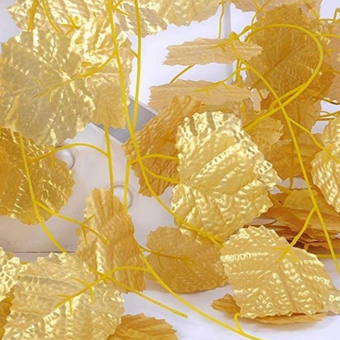 DAUN RAMBAT DAUN ANGGUR GOLD 100 IMITASI DAUN ARTIFICIAL DEKORASI WEDDING
