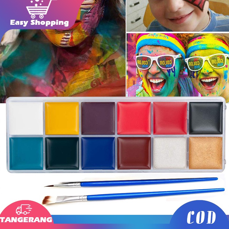 

[KODE MJHAR] Body Face Painting 12 Warna Cat Wajah Body Painting Palette Wajah Painting Wajah