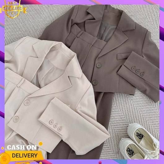 Setelan Blazer Wanita 1 Set Jumbo  Terbaru Oneset Bleser Ngantor Elegan Viral Tiktok Kemeja 2In1 Rom