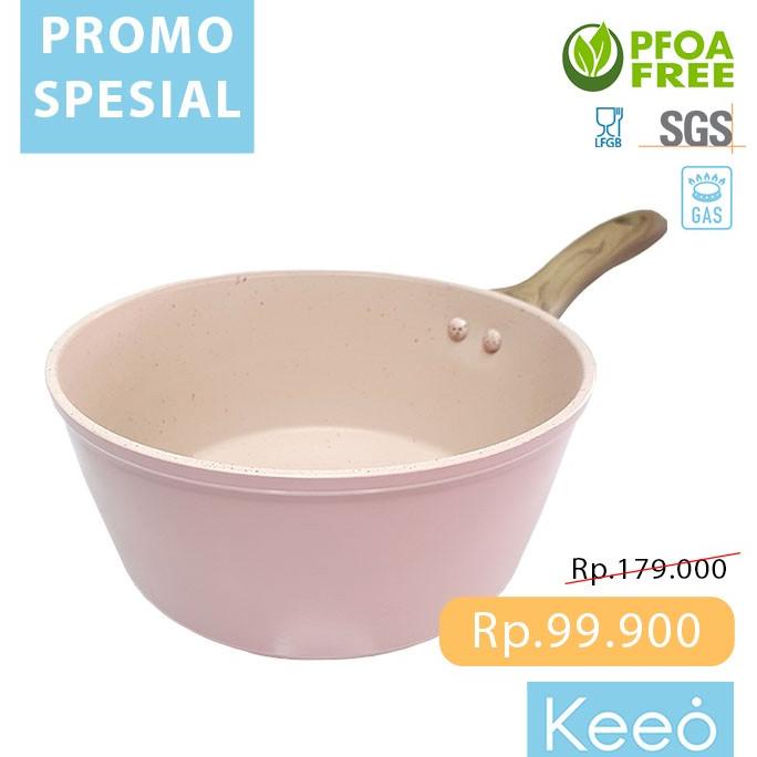 Keeo 16 cm Panci Anti Lengket Marble Granit (Sauce Pan) Pink