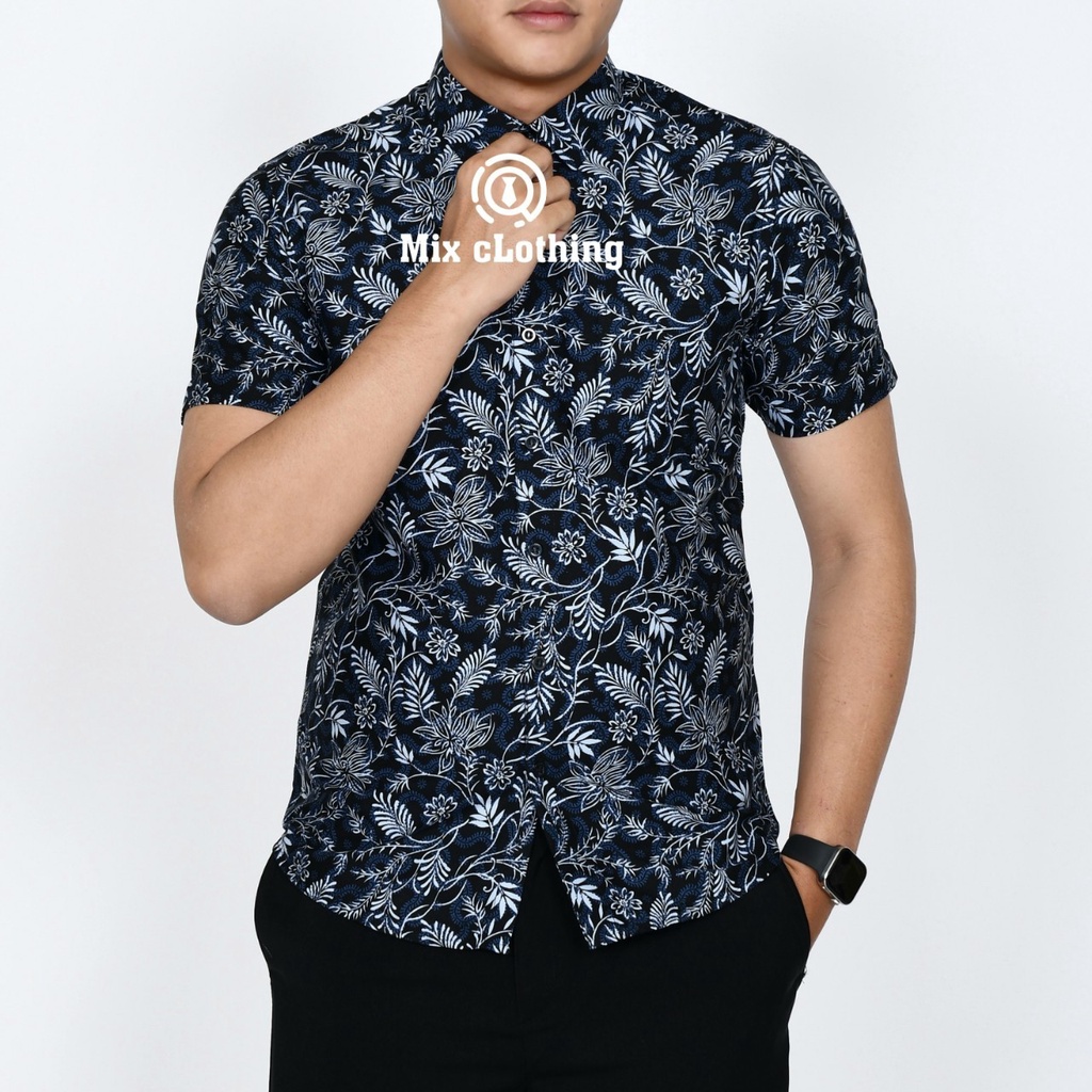 Baju Batik Pria Slimfit Kemeja Lengan Pendek Slim Premium Kode 1841