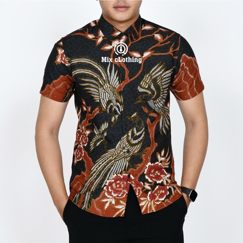 Baju Batik Pria Slimfit Kemeja Lengan Pendek Slim Premium Kode 2014