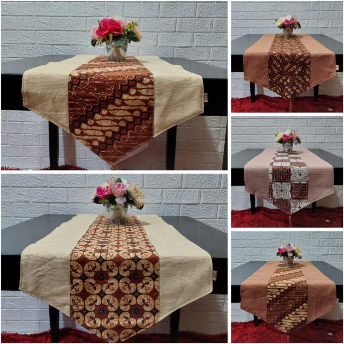 "ZIRA" Taplak Meja panjang Batik, Taplak Meja Dua Lapis Tenun Batik