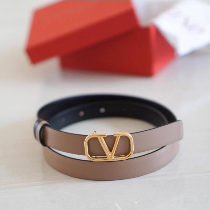 Valentino Vlogo Reversible Belt 2cm in nude/black ghw