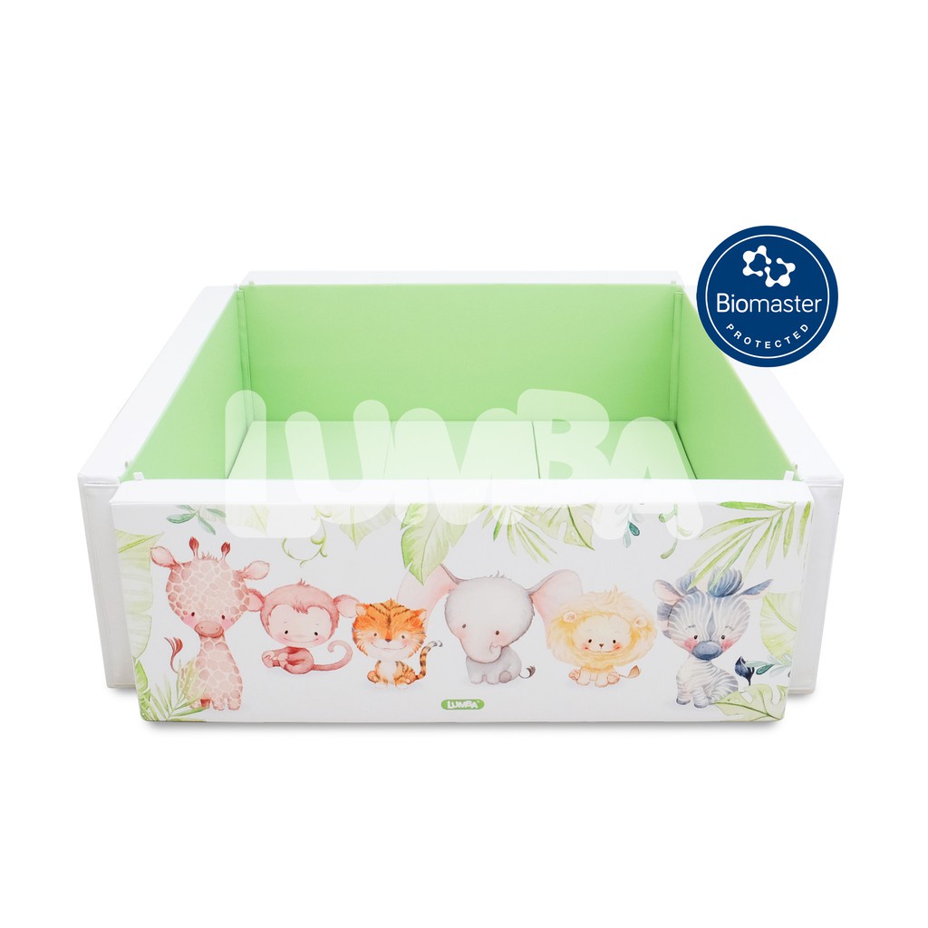 Playground Antibacterial Safari Green | Bumperbed | Bumpermat | Playmat | Box bayi | Matras Bayi | M