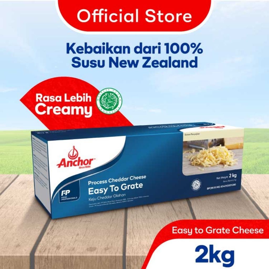 Anchor Keju Cheddar Olahan 2kg - Cheddar Cheese New Zealand