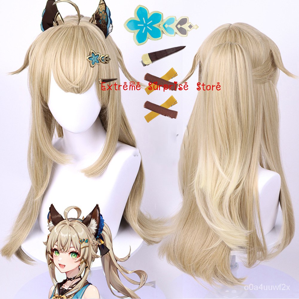 Kirara Cosplay Wig Game Genshin Impact Cat Girl Kirara Cosplay Wigs With Ponytail Heat Resistance Sy
