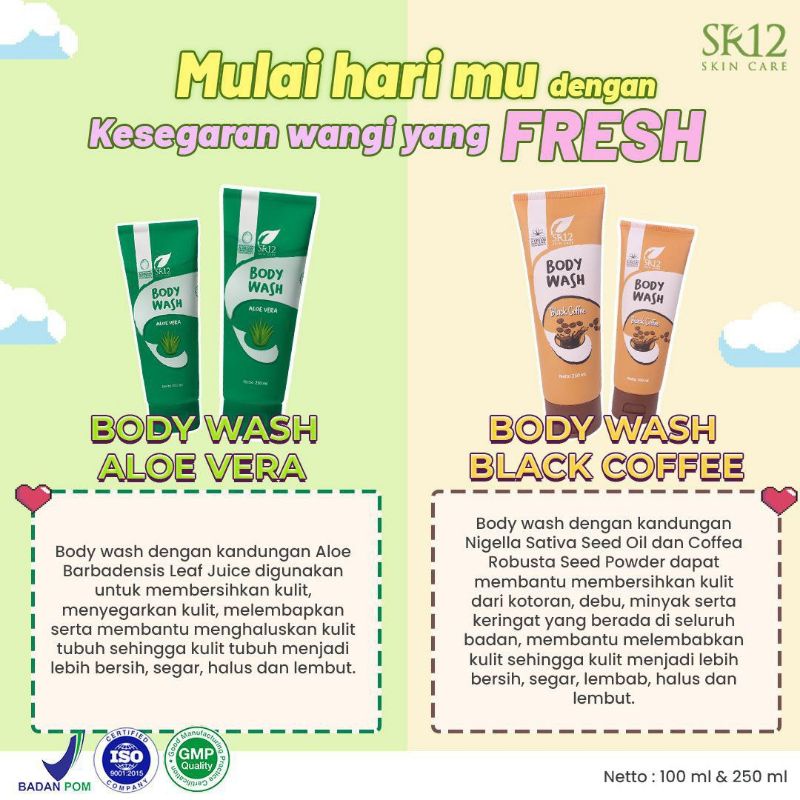 BODYWASH SCRUB SR12 / SABUN MANDI SR12 ADA SCRUB / BODYWASH ALOEVERA & COFFE / SABUN MANDI SR12