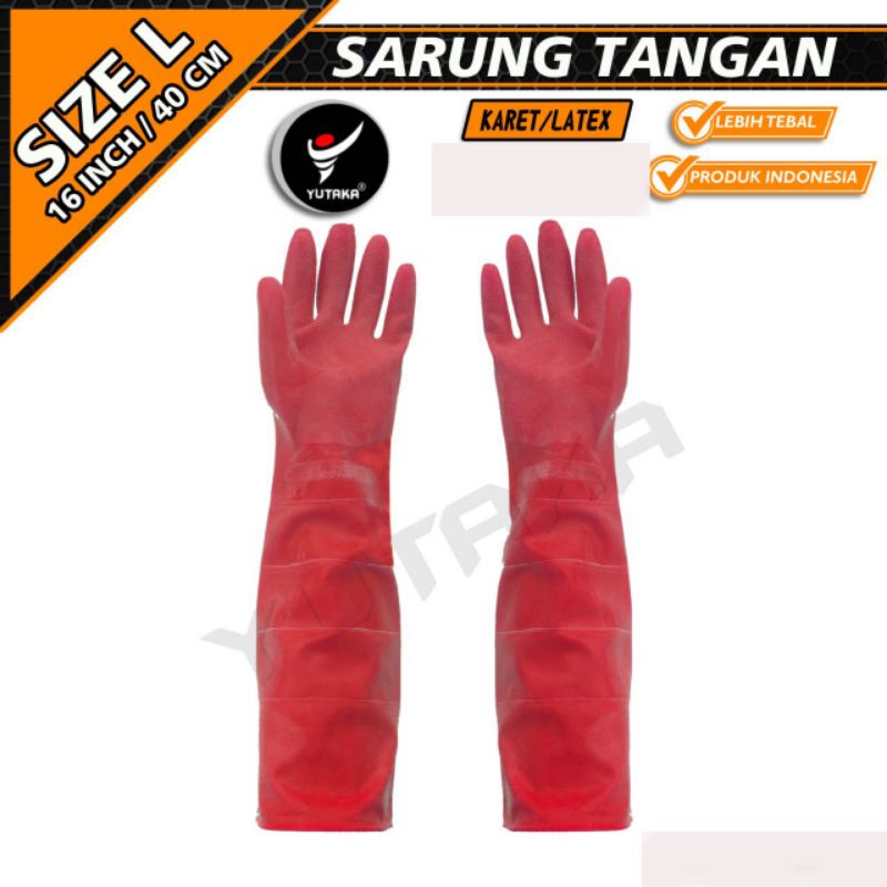 SARUNG TANGAN KARET 16 INCH warna merah