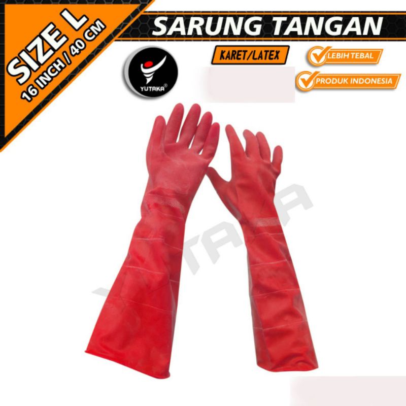 SARUNG TANGAN KARET 16 INCH warna merah