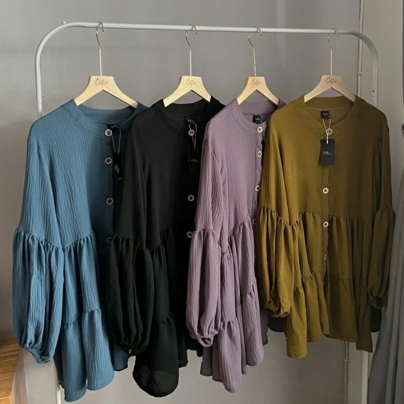 Ready Aiko Crinkle Blouse by Outfix dijamin Ori - M Carolina & M Irish