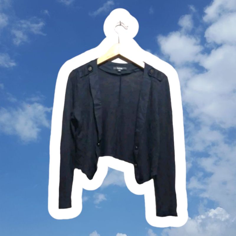 CEK DESKRIPSI | Cardigan Outer crop Navy Biru tua |