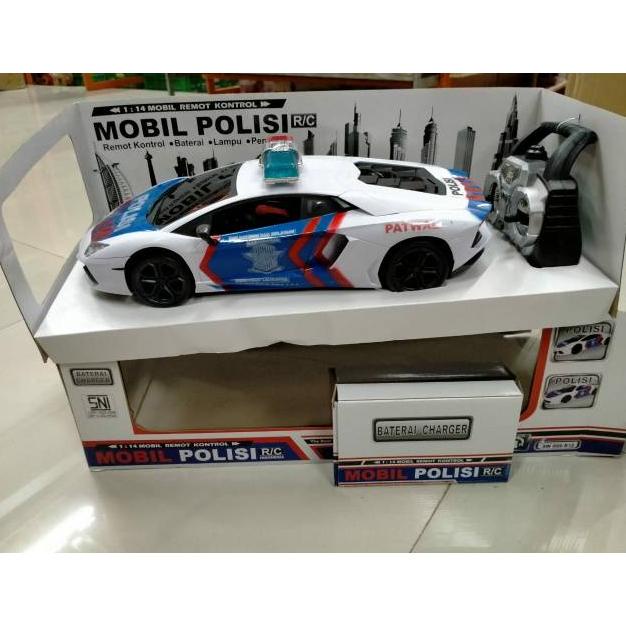 Mobil Remot Polisi Lambhorgini Besar Charger