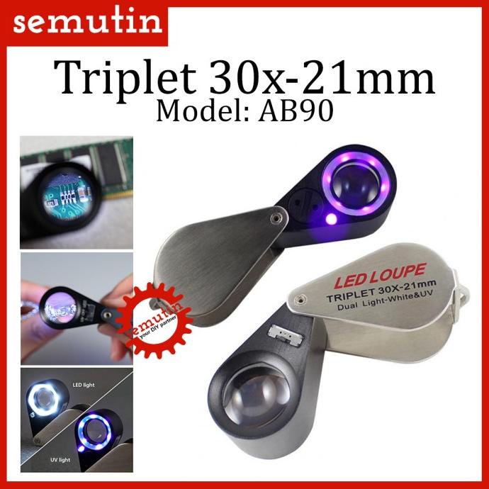 

Triplet 30x-21mm AB90 / LED Loupe / Lup Kaca Pembesar Lipat Perhiasan