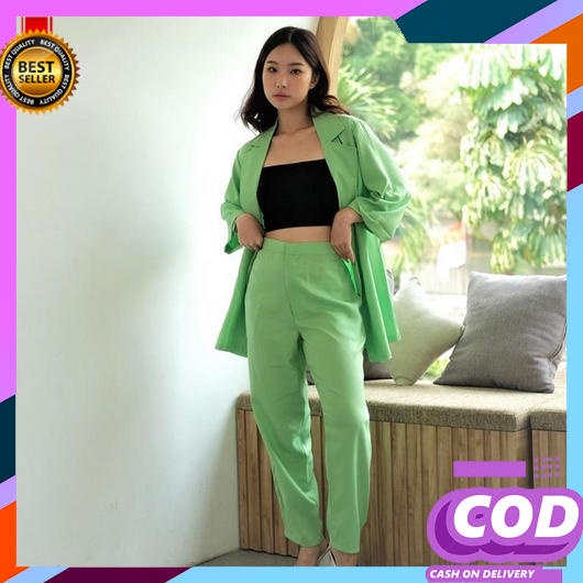 Setelan Blazer Wanita 1 Set Jumbo Import Terbaru Jas Kerja Perempuan Celana Pendek Cewek Korean Styl