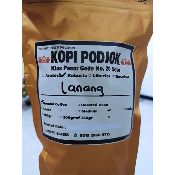 

kopi podjok kopi lanang kopi ROBUSTA khas SOLO 250gr